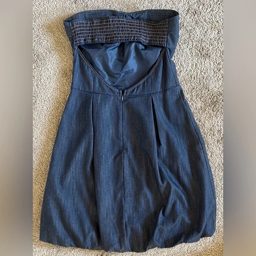 90’s Denim Bubble Hem, Sweetheart, Strapless, Back Cut Out Dress by Sele’
